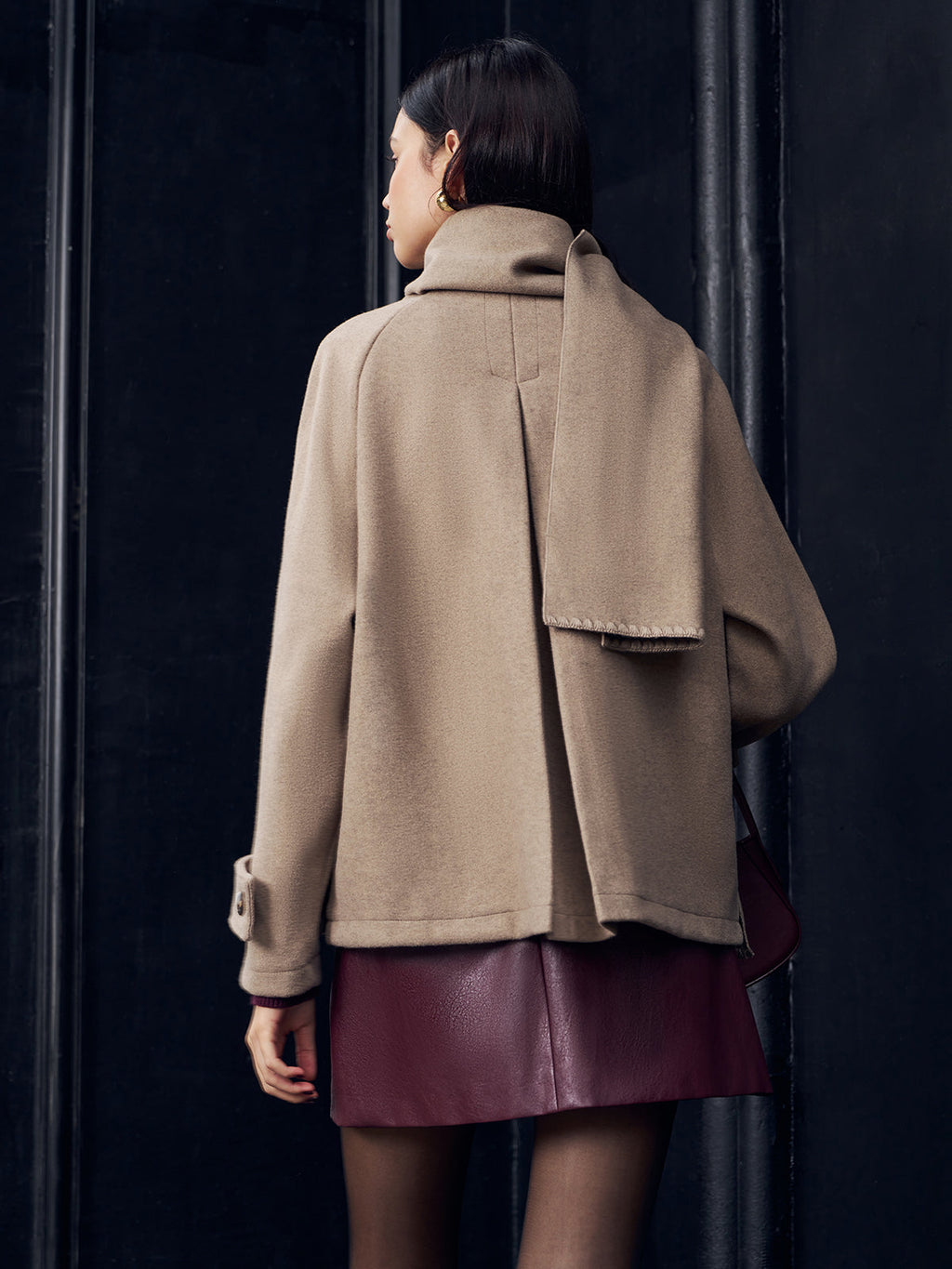 Pleated Jacket With Matching Button Scarf
